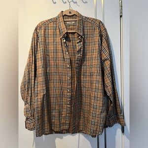 Burberry Classic Brown Plaid Men’s Button Down Shirt